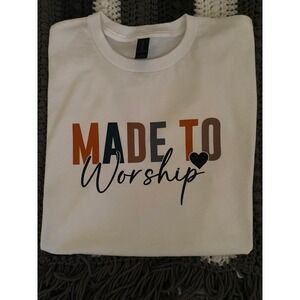 Made To Worship Christian T-Shirt Religious Graphic Tee Women's Top